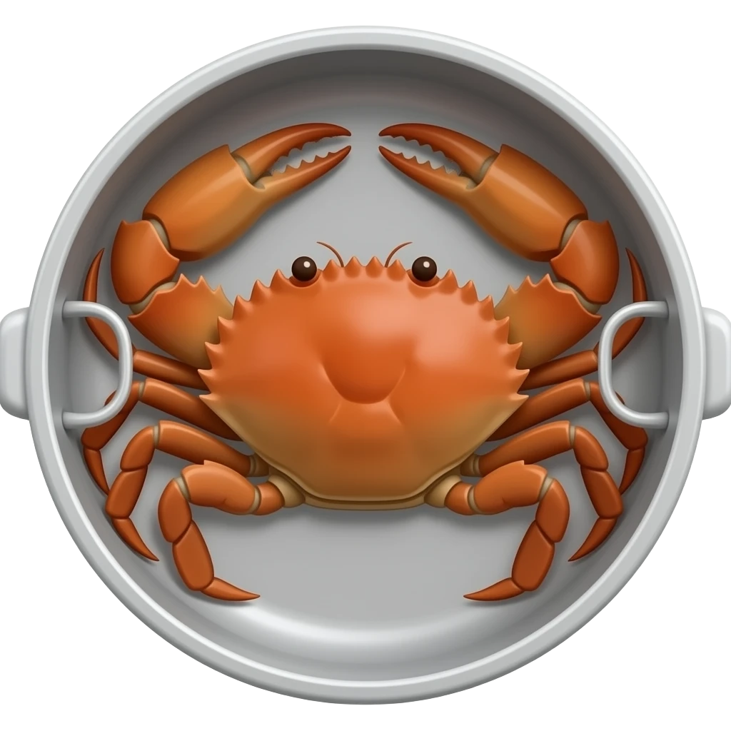 Realistic creation, crab in a pot emoji
