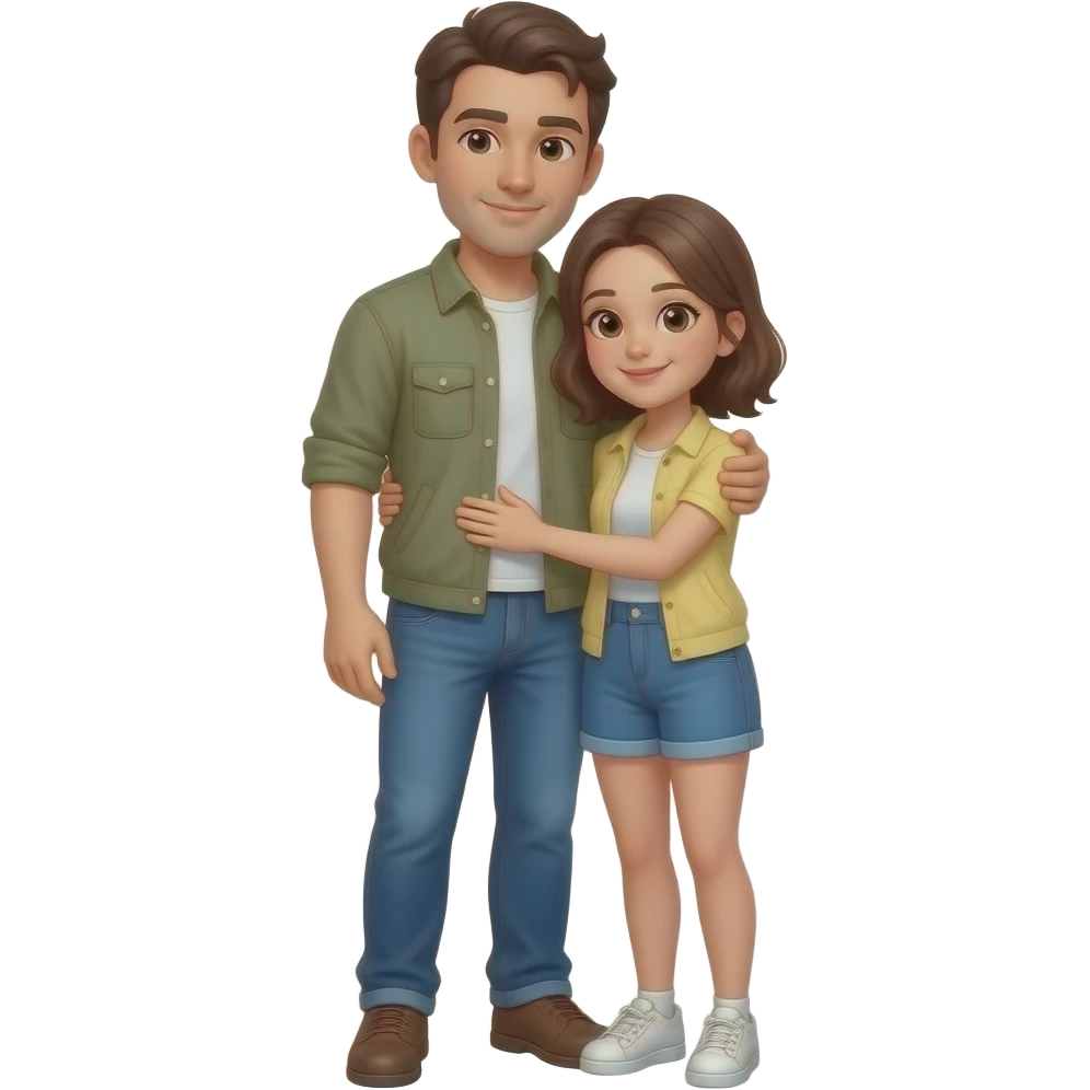 Can you do a emoji with a male character who’s tall an a female character who’s short hugging each other emoji