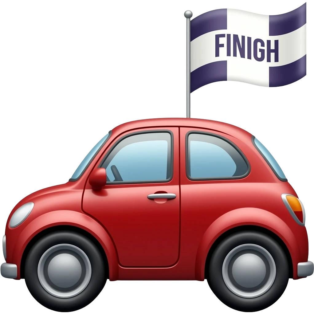 red car and finish flag emoji