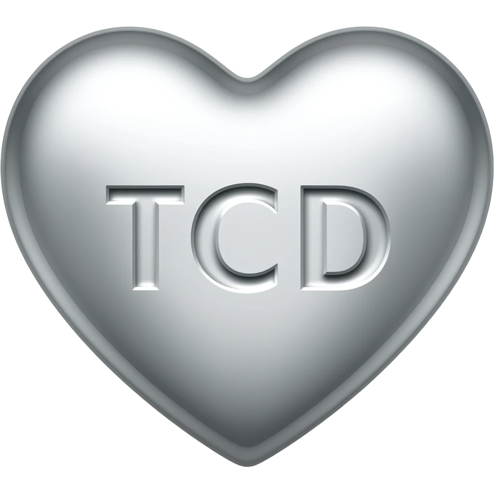 Серебряное Сердце с надписью TCD emoji