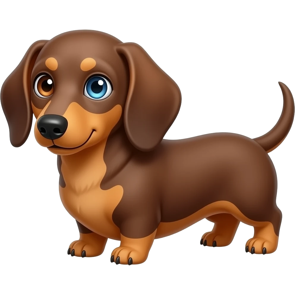 Dachund with one ice blue eye and brown eye chubby with brown hair emoji