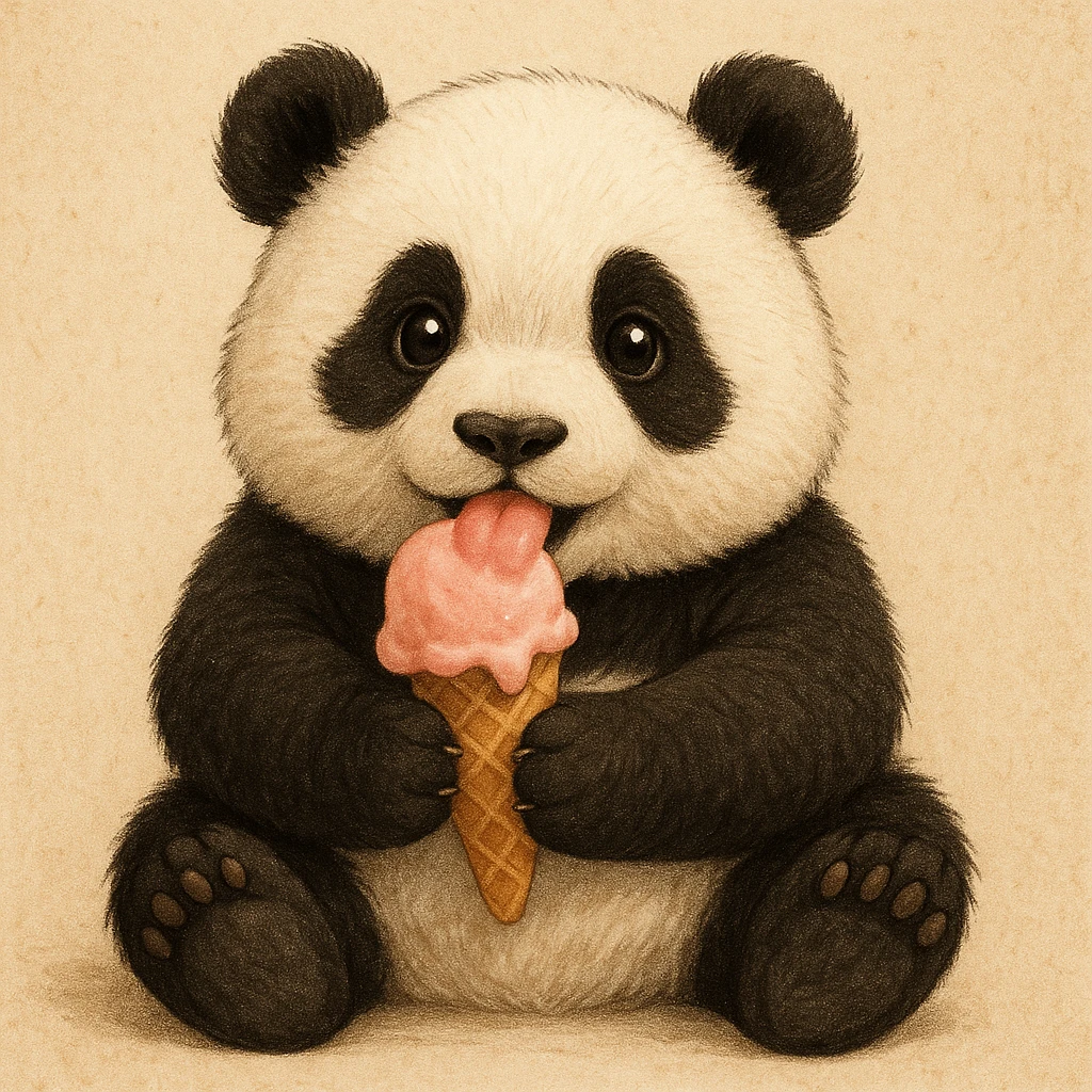 Panda eating ice cream emoji