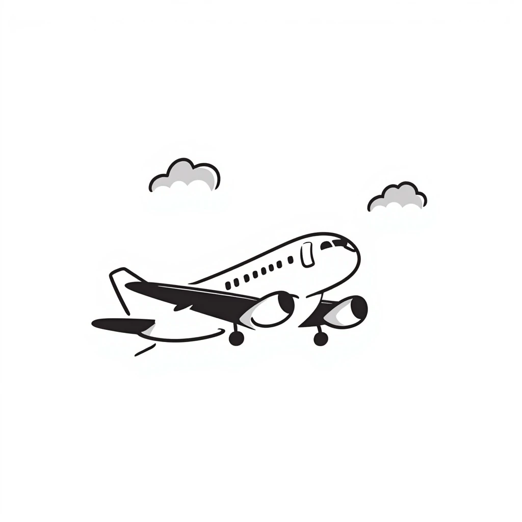 an airplane taking off, hand-drawn doodle style emoji