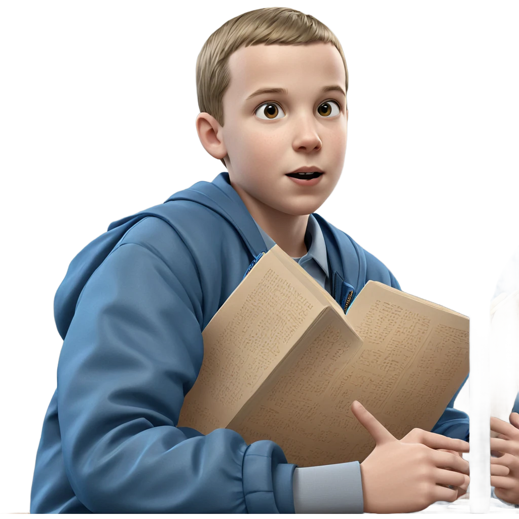 boy reading with blue jacket emoji