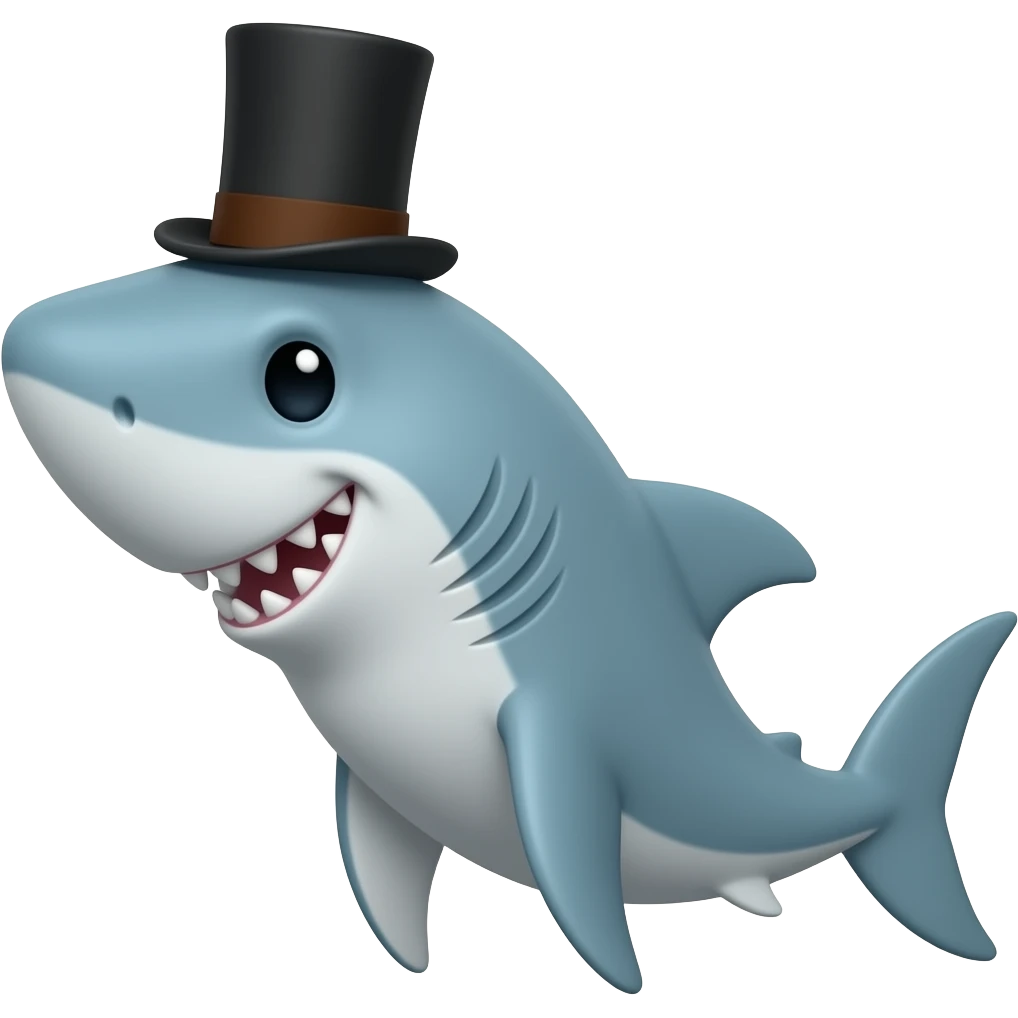 Shark with a top hat emoji