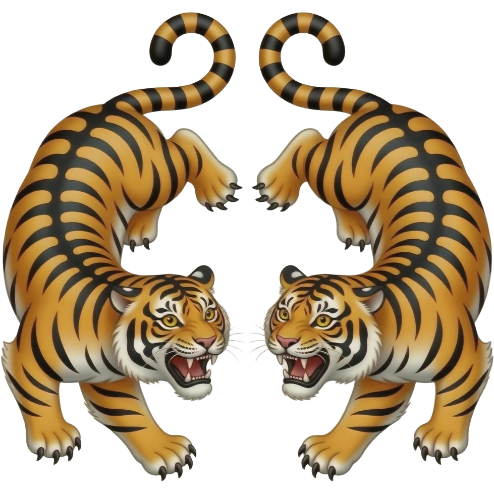 Thai Sak yant twin tigers tattoo emoji