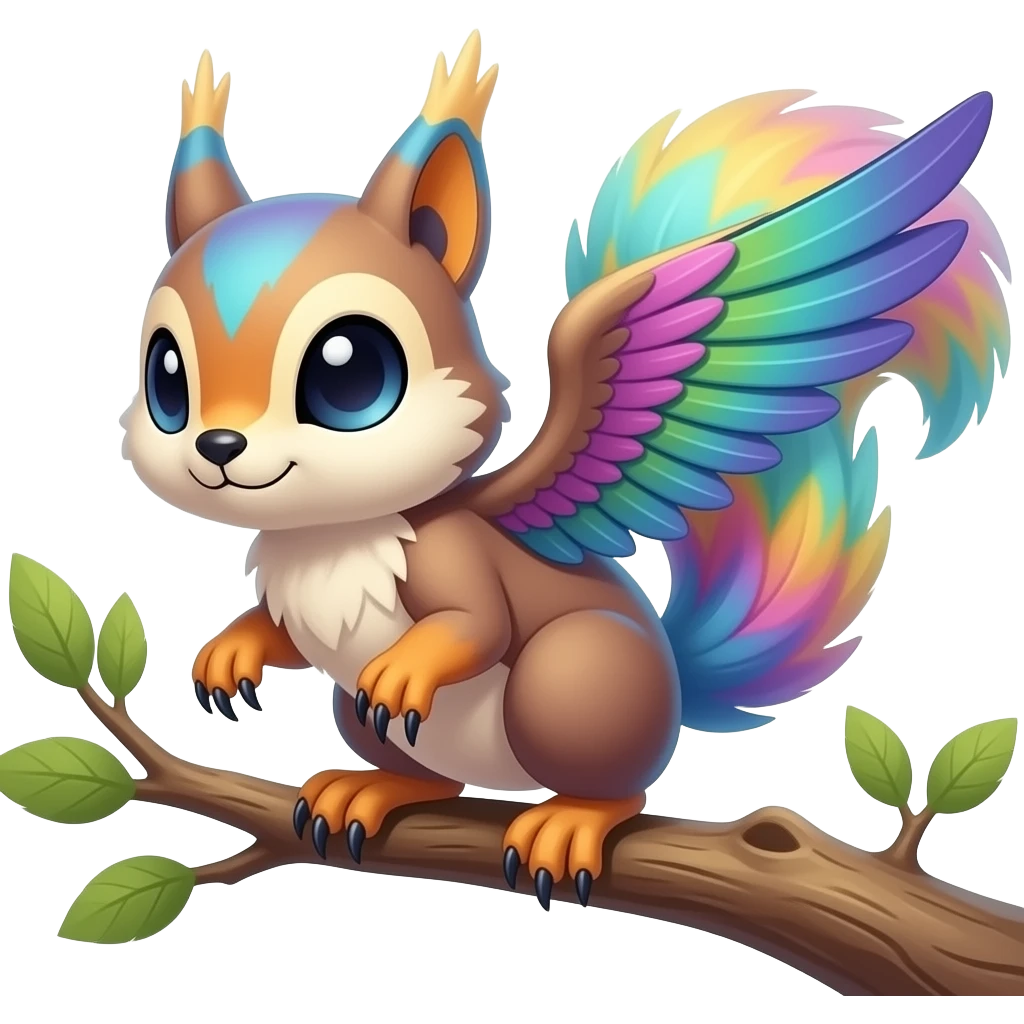 Cute squirrel-sparrow-Fakemon-gryphon-hybrid-creature emoji