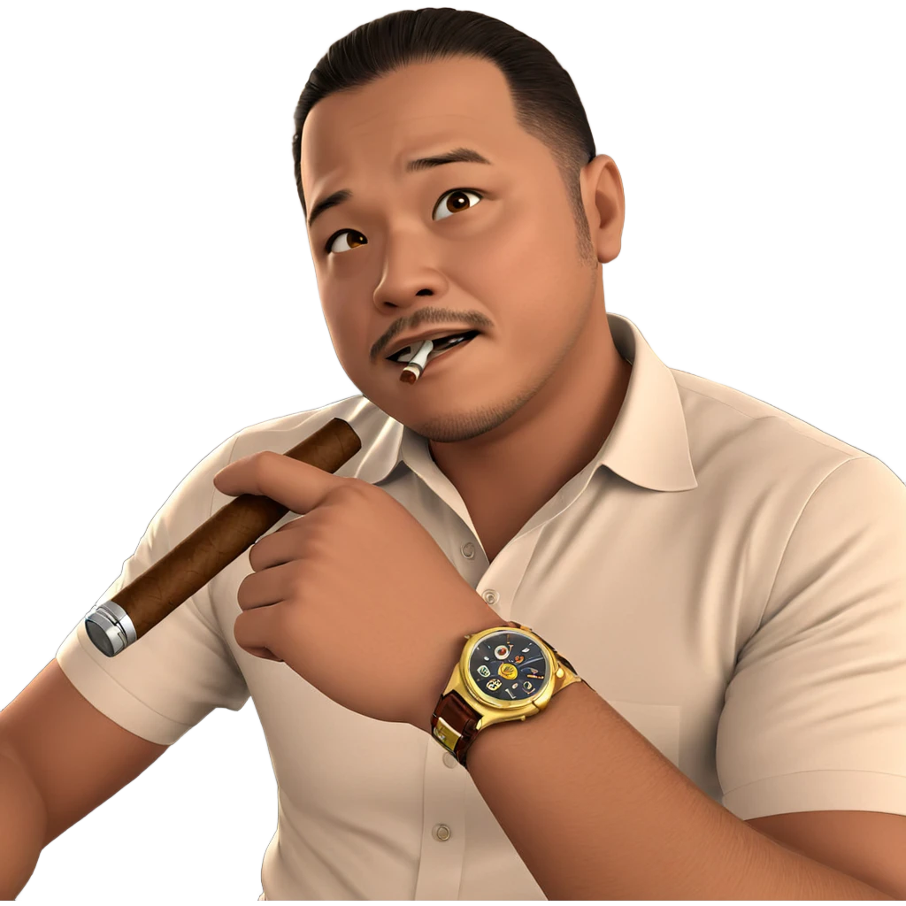 male with cigar and watch emoji