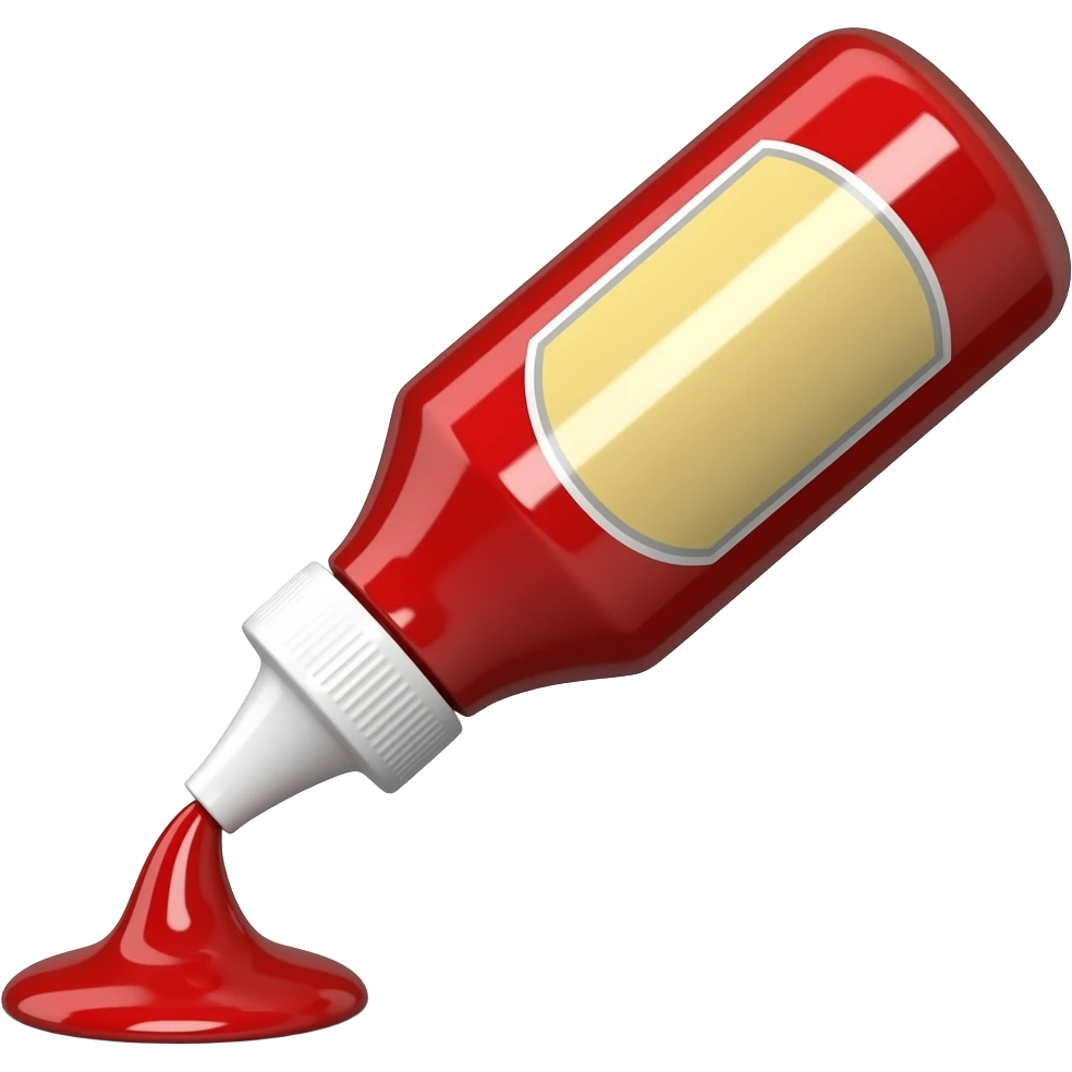 Slant dropping ketchup bottle emoji