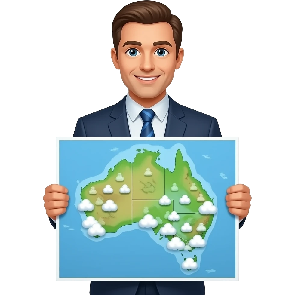 weatherman with Australia weather map emoji