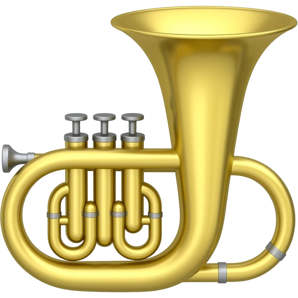 Gestalte ein Emoji in gelb von einer Tuba in der Bauform mit vier Ventilen emoji