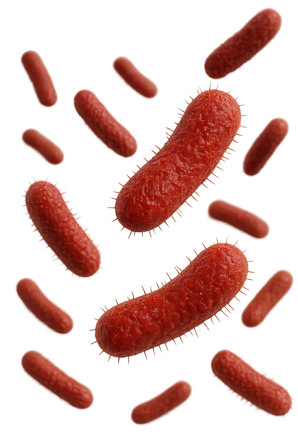batteri intestinali anatomici realistici rossi fluttuano in aria, iperrealistico 4k emoji