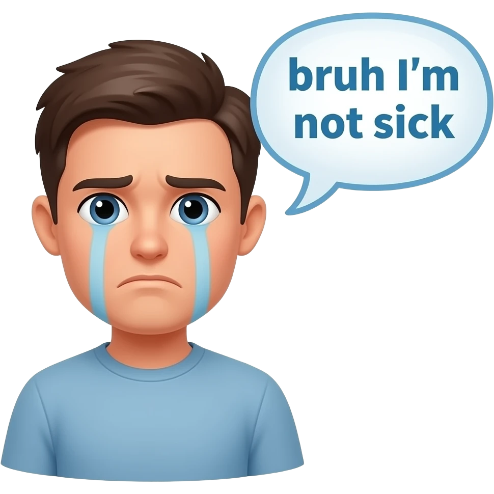 A sick emoji saying bruh I'm not sick emoji
