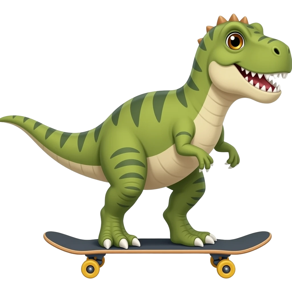 Dinosaur on a skateboard emoji