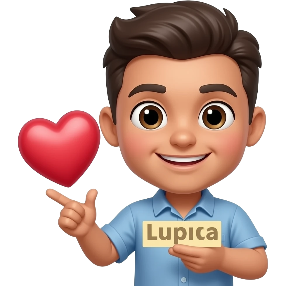 Me puedes crear un emoji de un personaje que se esté agarrando el corazón y  diga el nombre de Lupita emoji