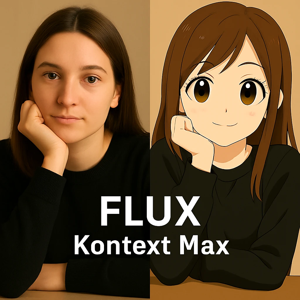 same similar image but chnage the text to "Flux Kontext Max" emoji
