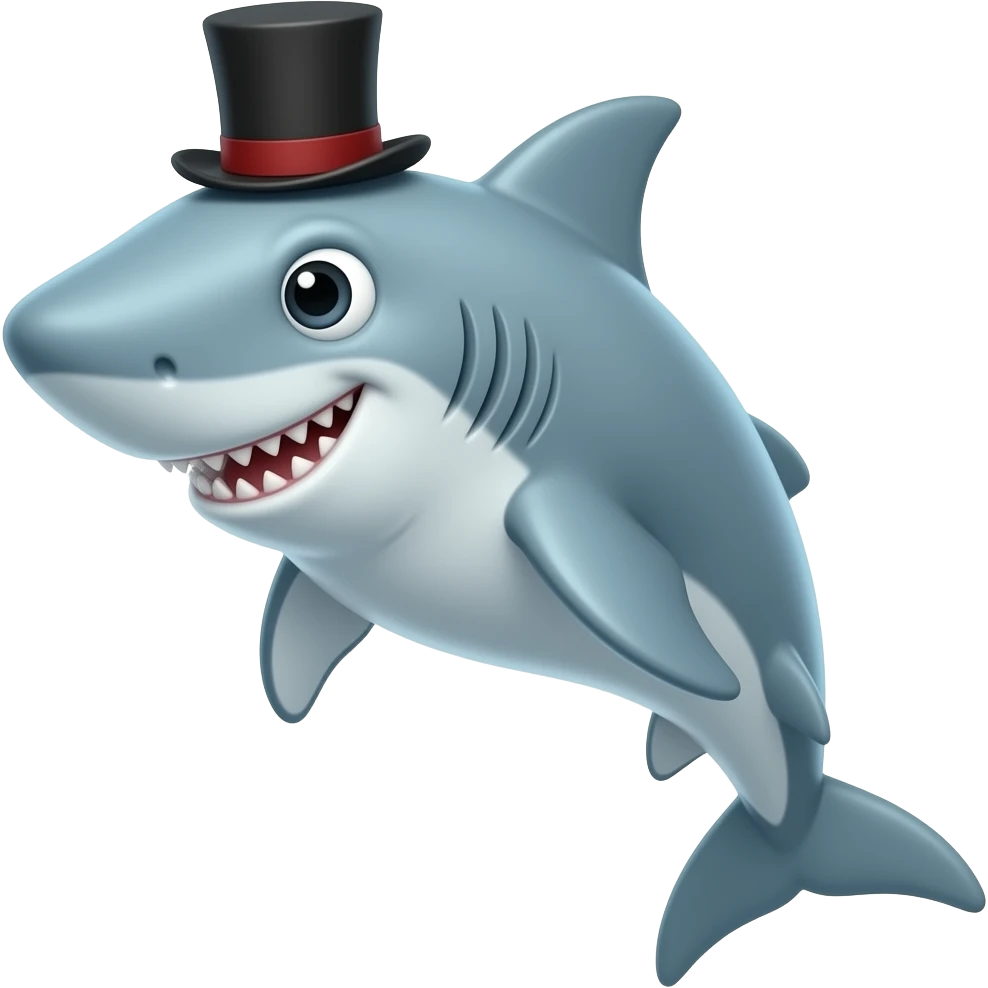 Shark with a top hat emoji
