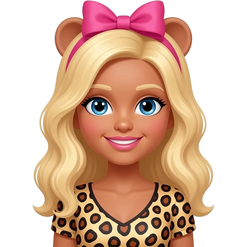 Make a gyaru girl!(Tanner skin and blonde hair with blue eyes and cheeta print clothes with a pink bow) emoji