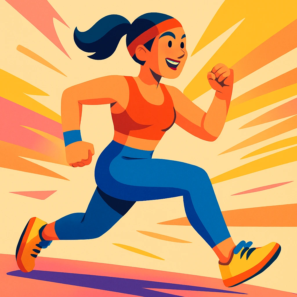 sporty woman, energetic, in athletic wear, modern illustration style, vibrant colors, dynamic lighting emoji