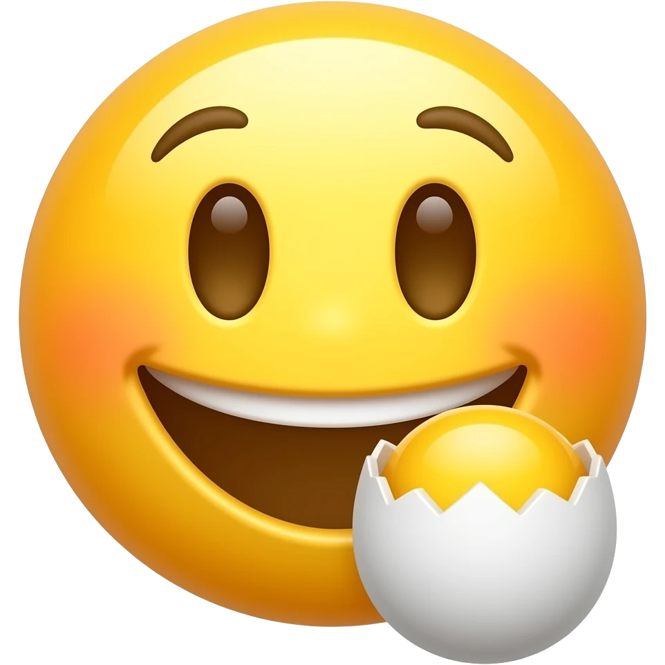 smily round face with an egg in its mouth emoji