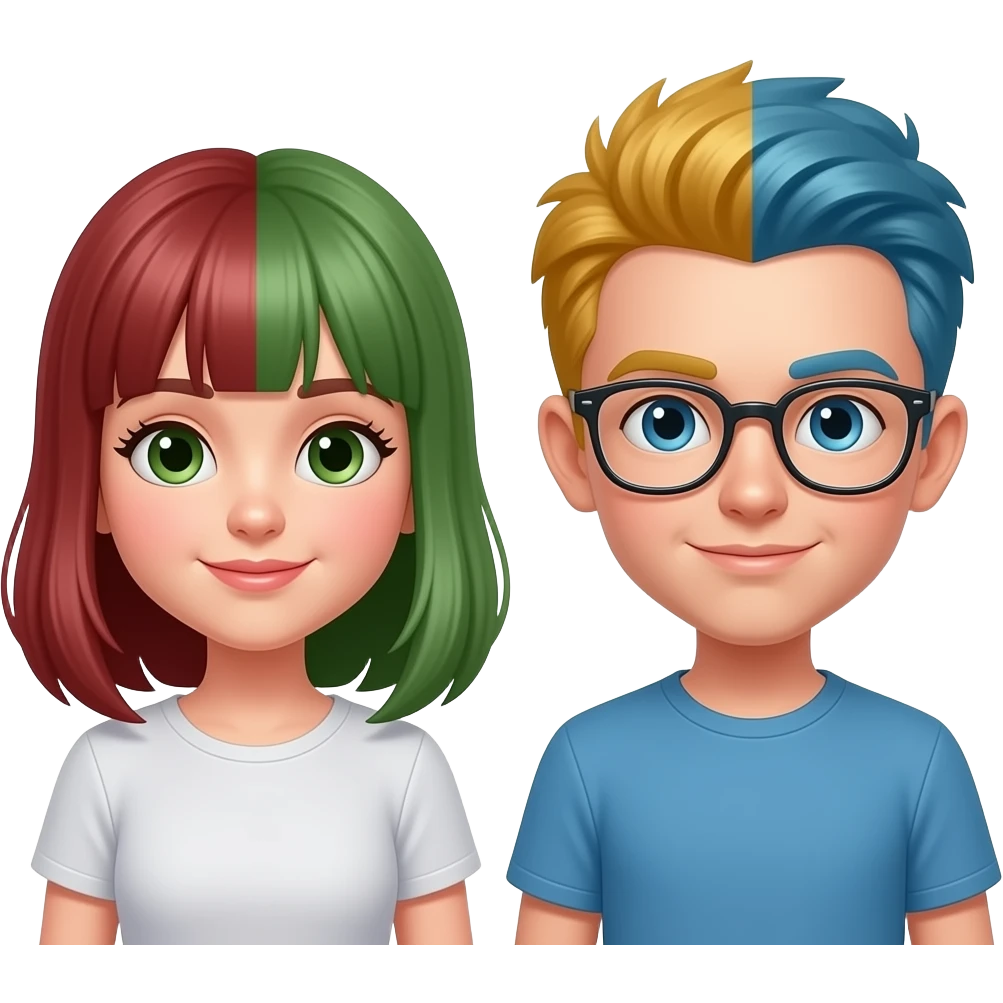 Switch hair color for girl and one boy and make that boy wear glasses emoji