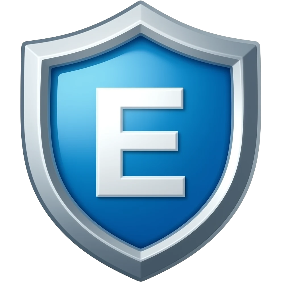 Blue Shield icon letter "E" emoji