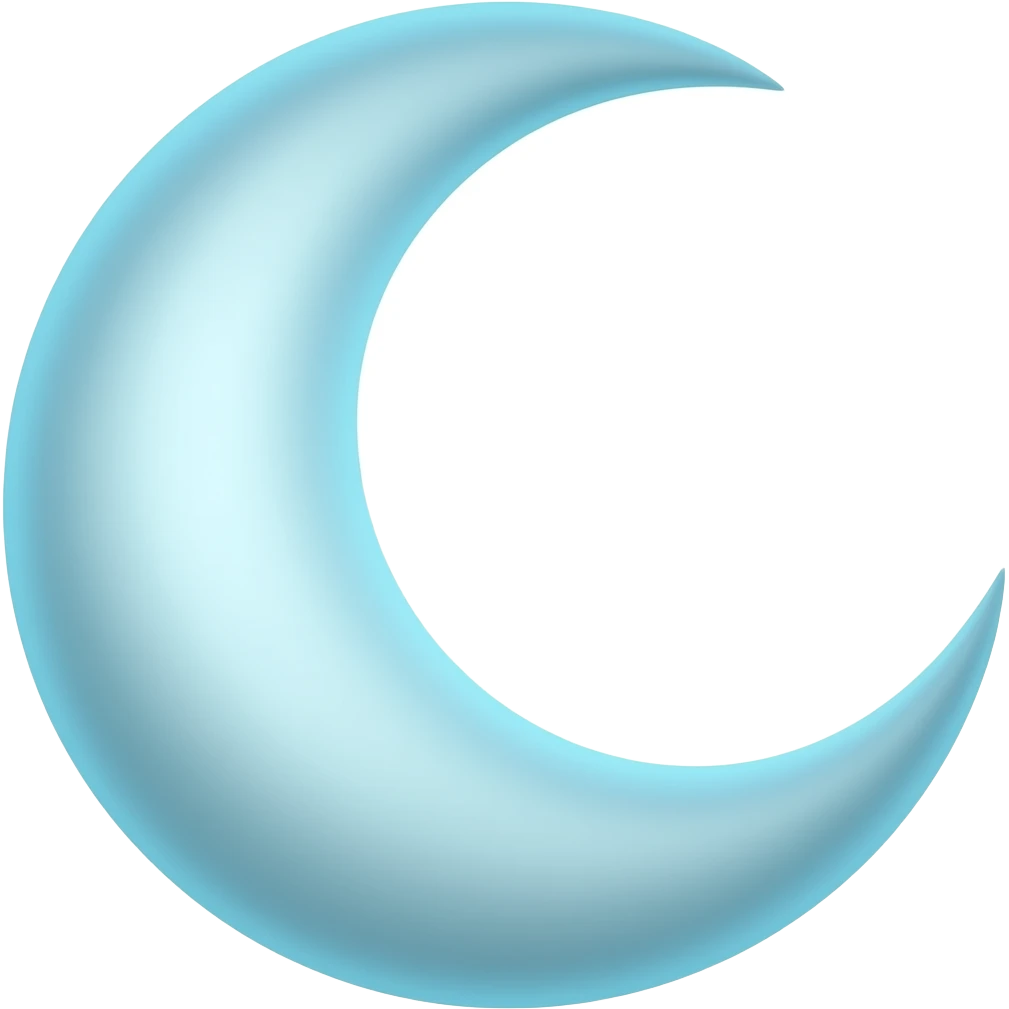 smiley half moon glow light blue color emoji