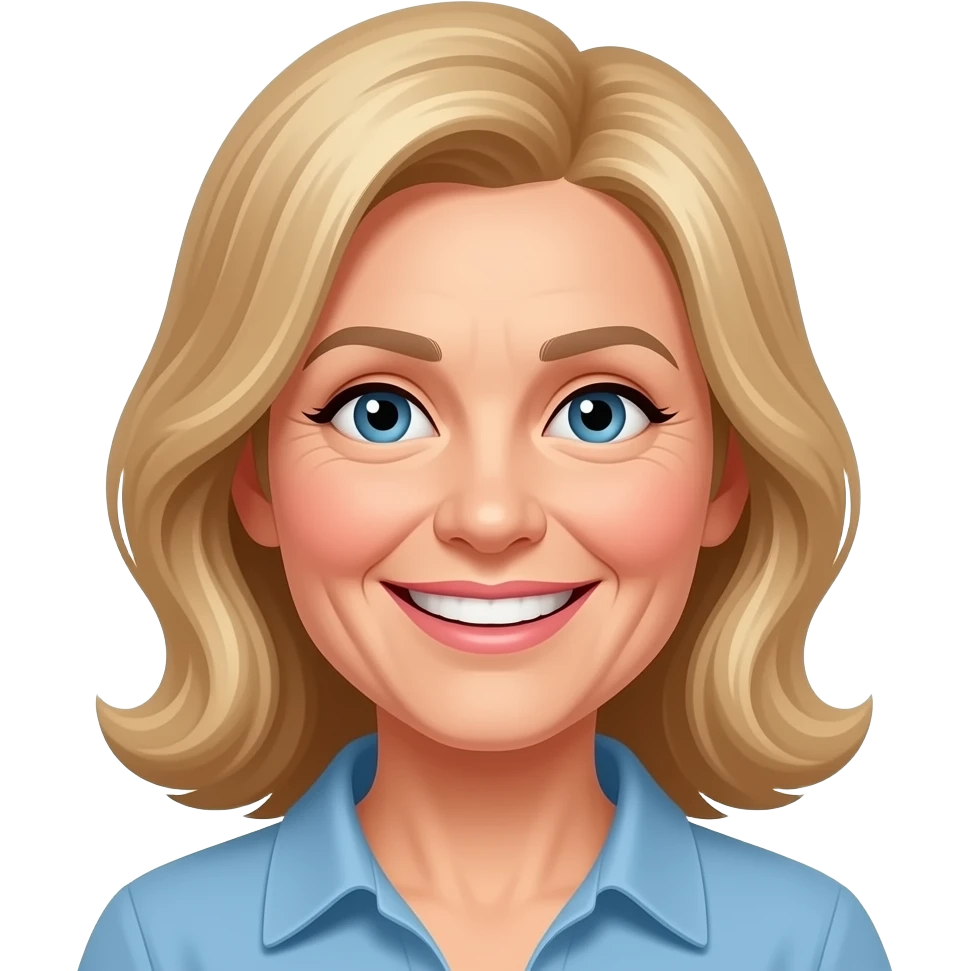 50 year old medium blonde hair woman celebrating emoji
