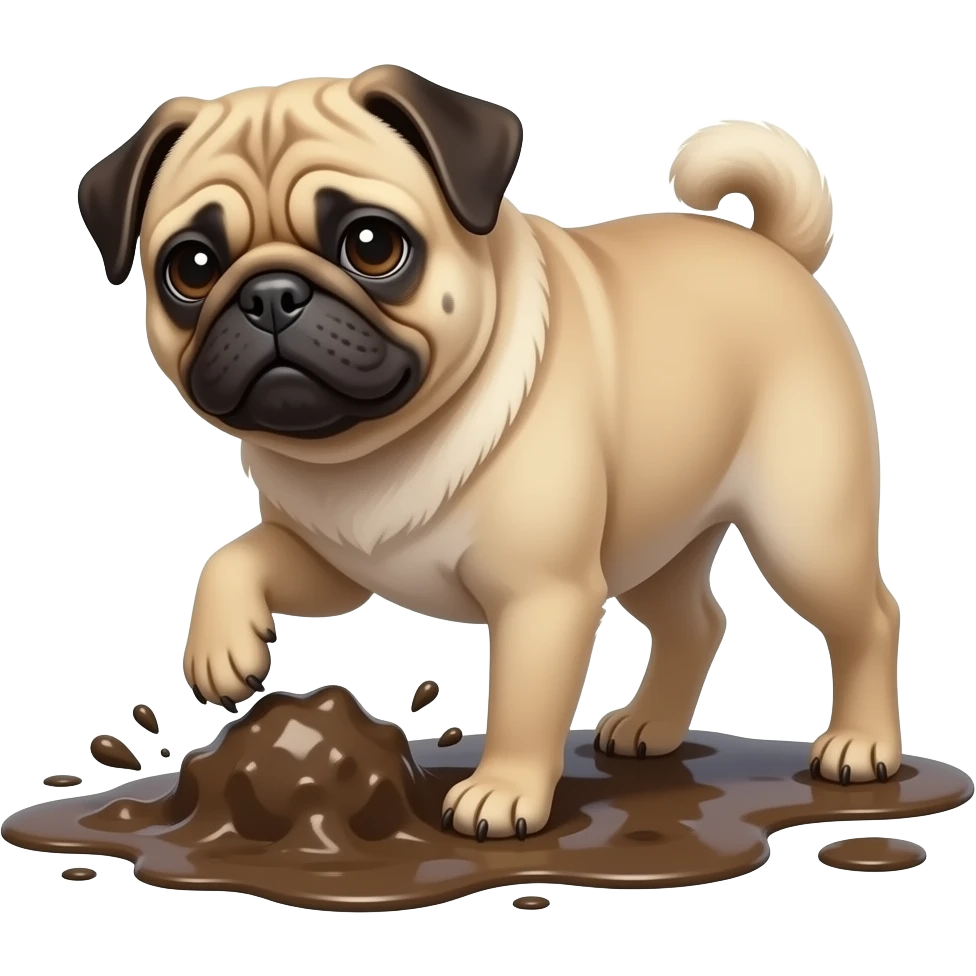 pug dug in the mud emoji