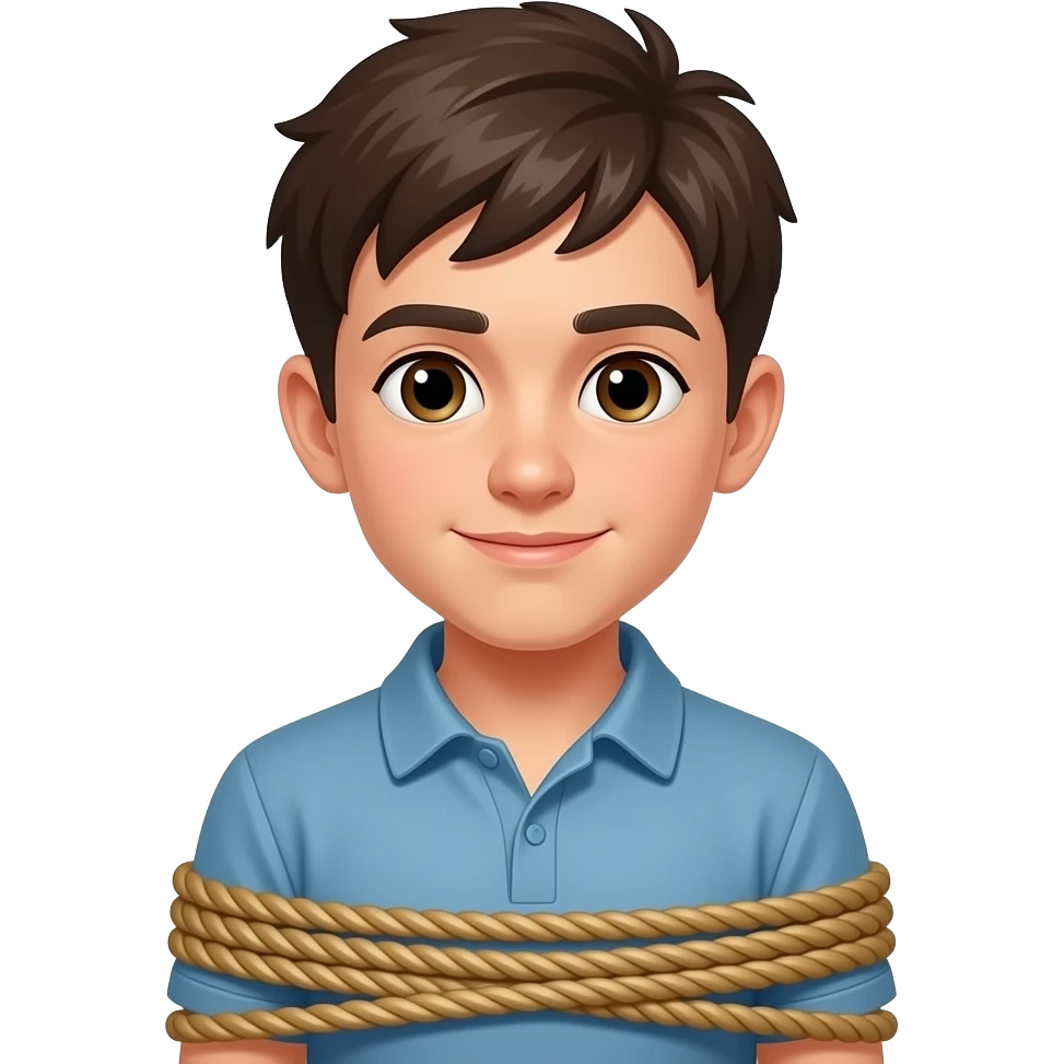 a teenage boy fastened with ropes emoji