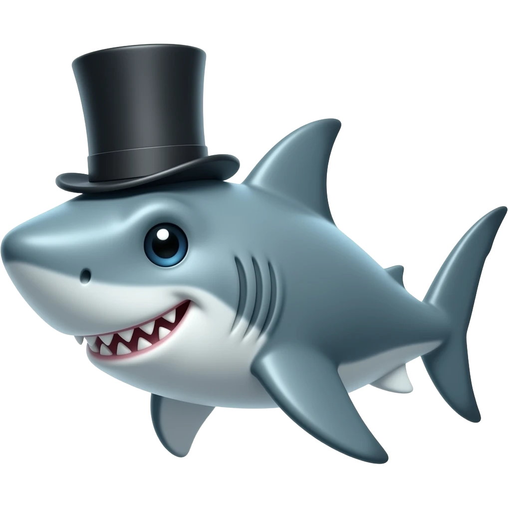 Shark with a top hat emoji