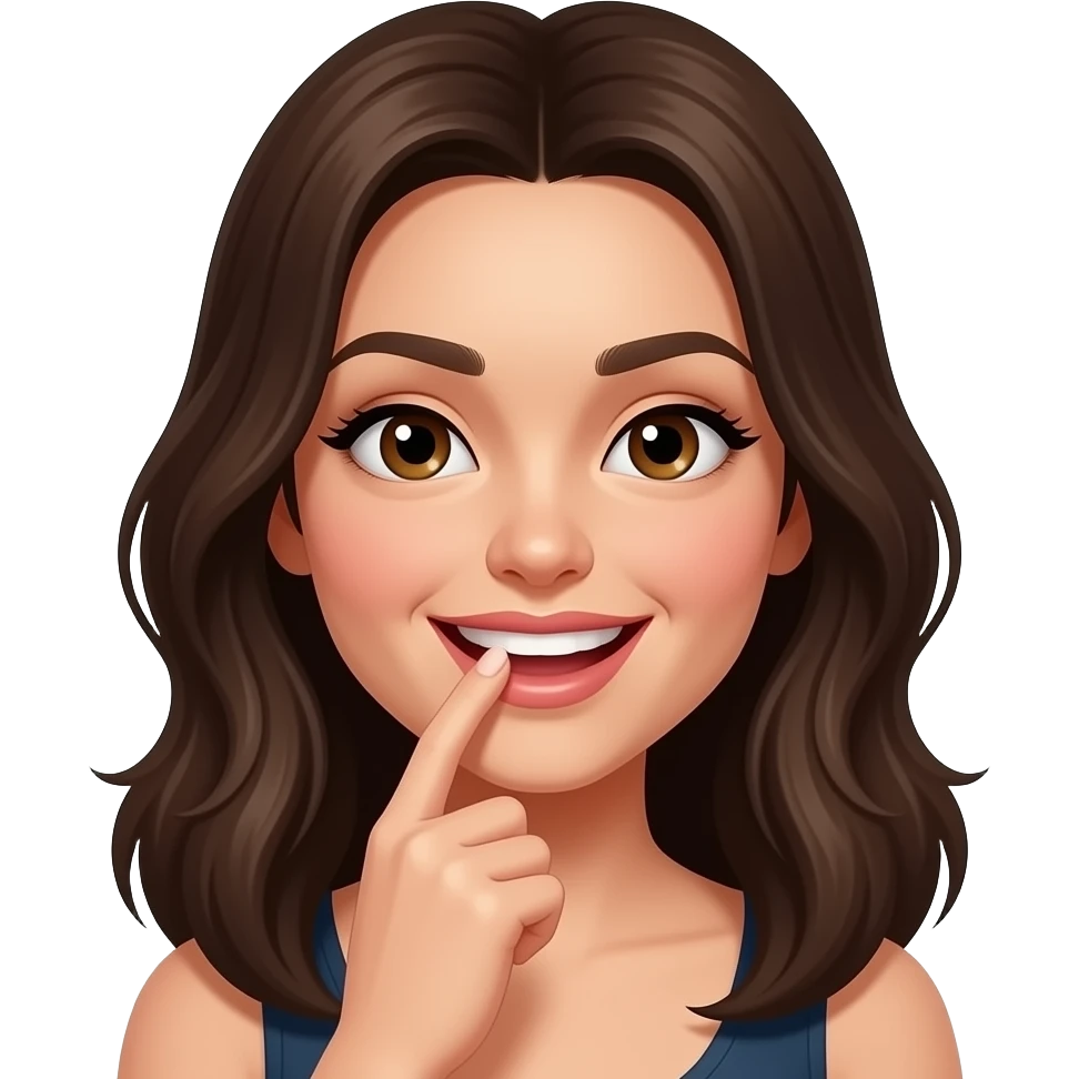 Brunette emoji biting finger flirtatious emoji