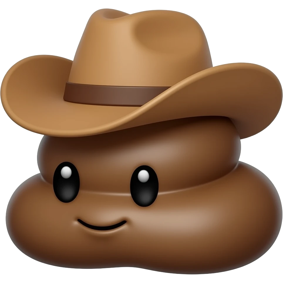 Cute 💩 with cowboy hat on Sideways emoji