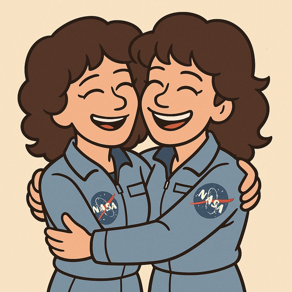 two Sally Ride Prince hug  emoji