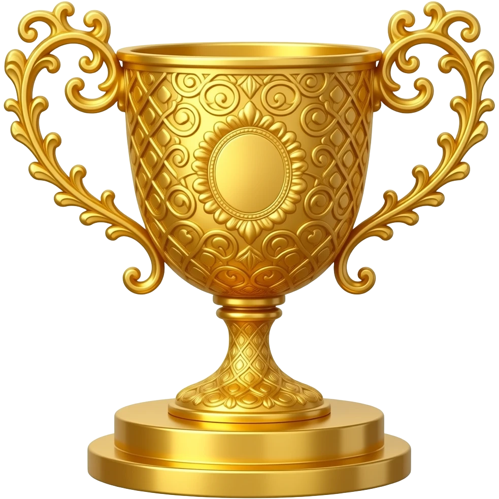 una coppa dorata spettacolare (in stile liquid glass a colori) emoji