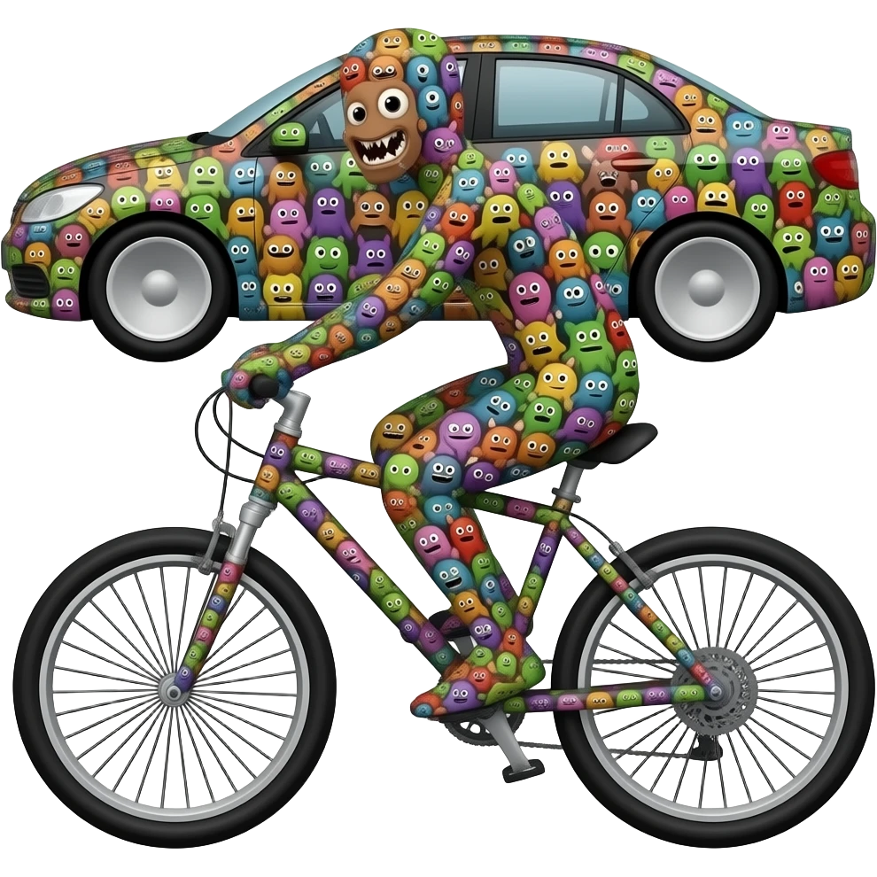 10000 Little monster  in the car and bike emoji