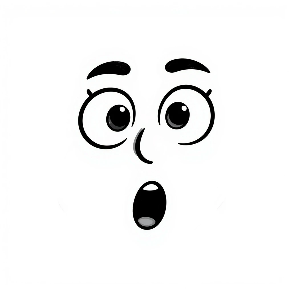 surprised face hand drawn doodle style emoji
