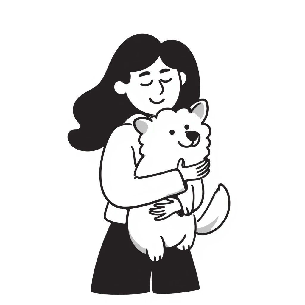 Woman hugging dog emoji