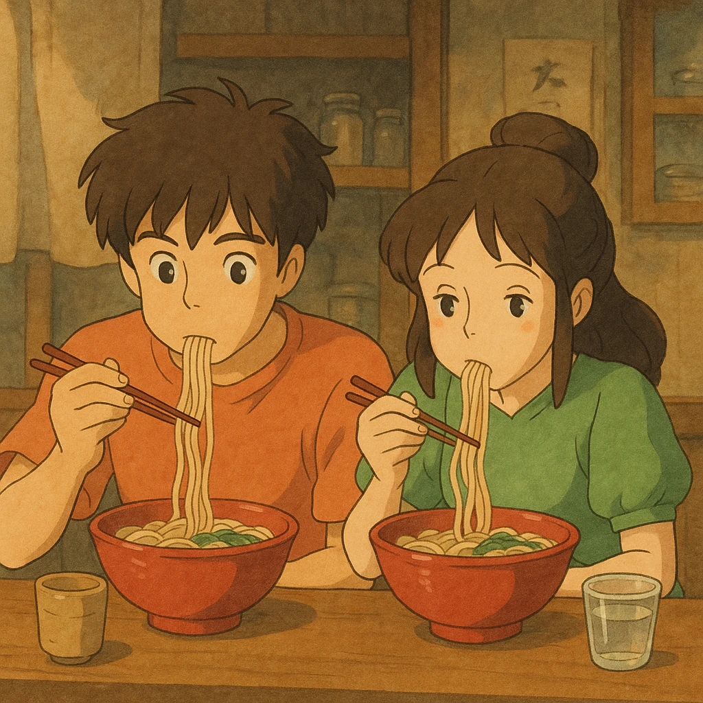 couple eating noodles emoji