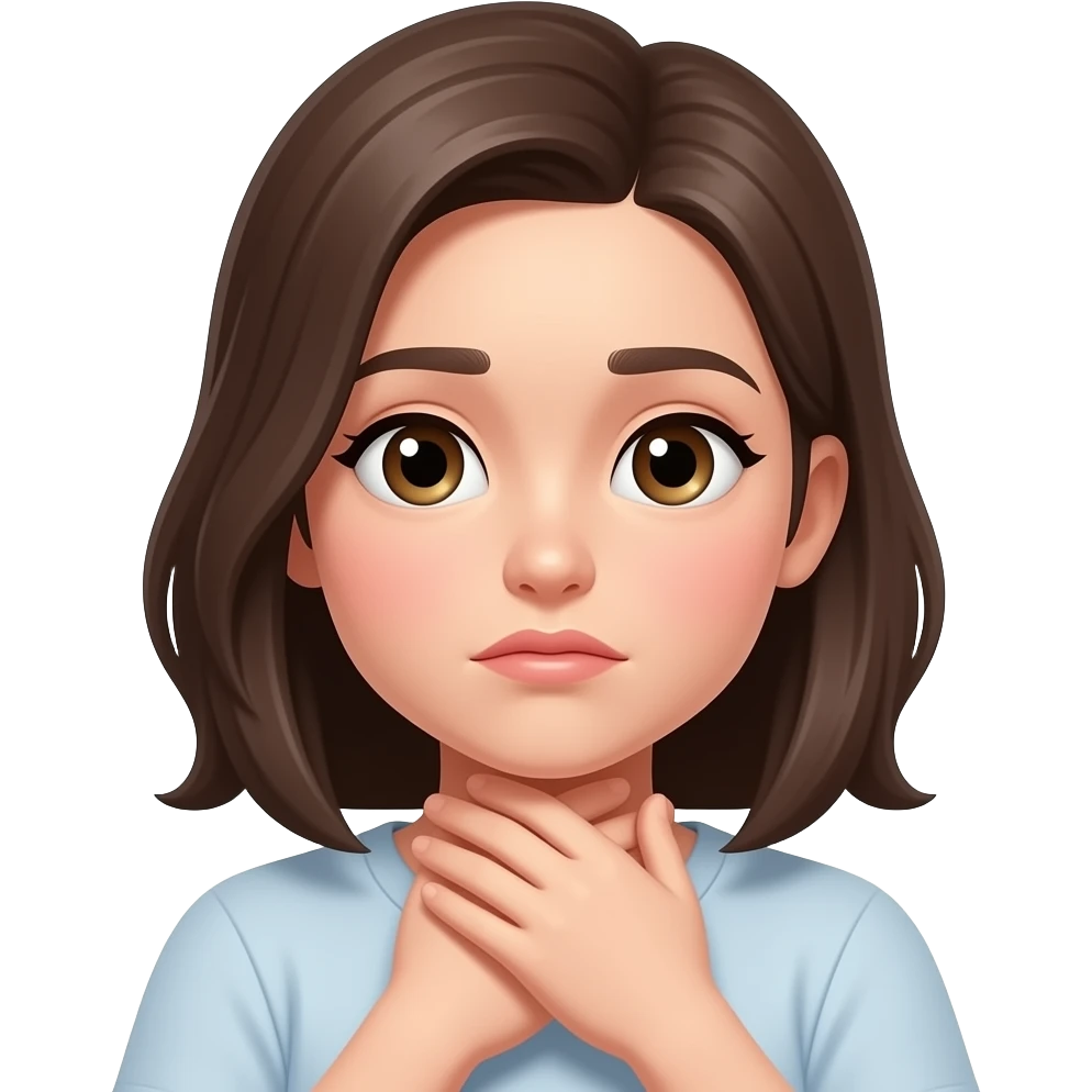 Girl choking herself with both hands emoji