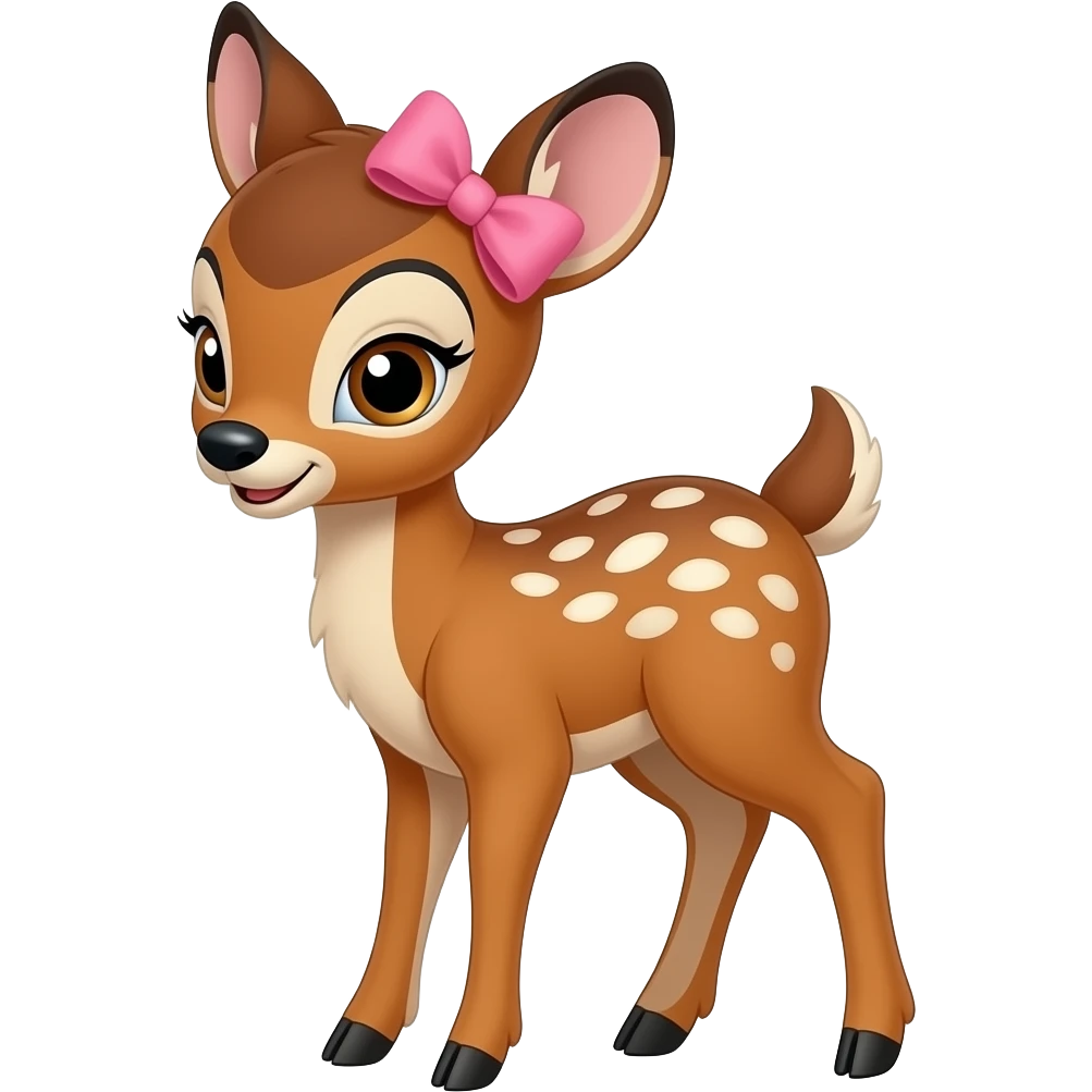 a cute Bambi with a pink bow emoji