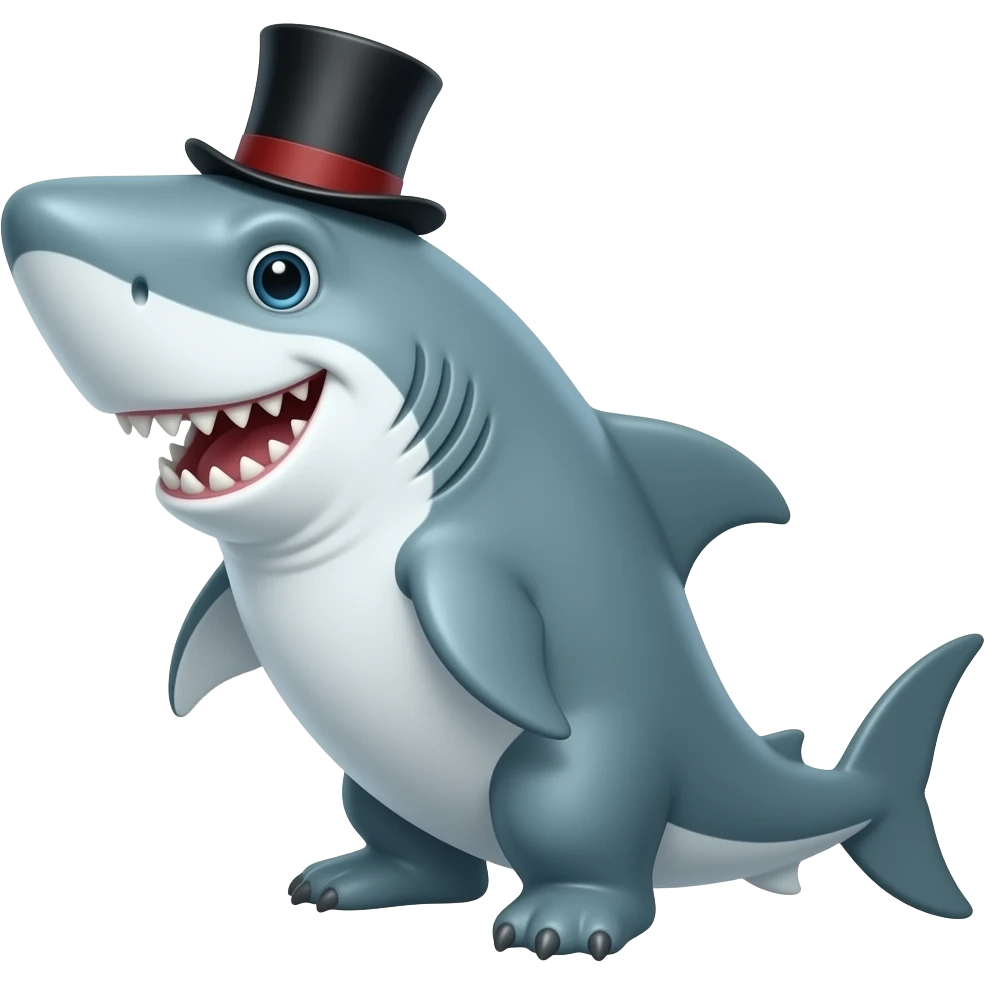Shark with a top hat emoji
