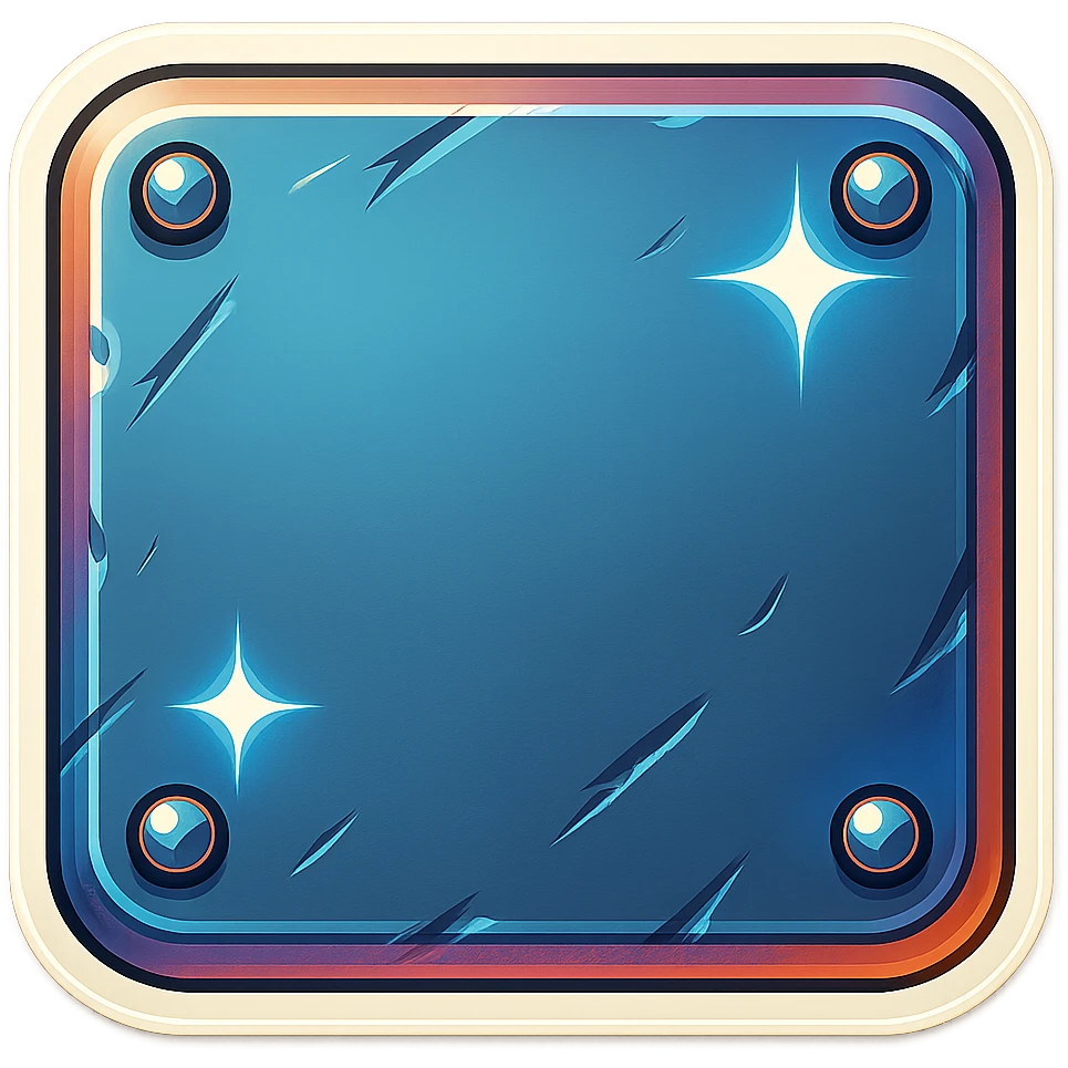 Add metallic rivets to the outside edges of the metal slab in a retro sticker style. Keep the background transparent. emoji
