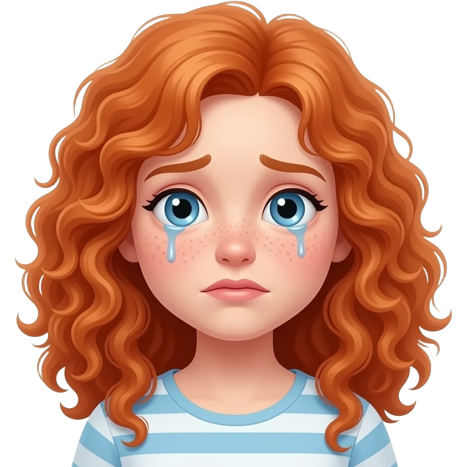 Fille rousse bouclés tâches de rousseur malad emoji