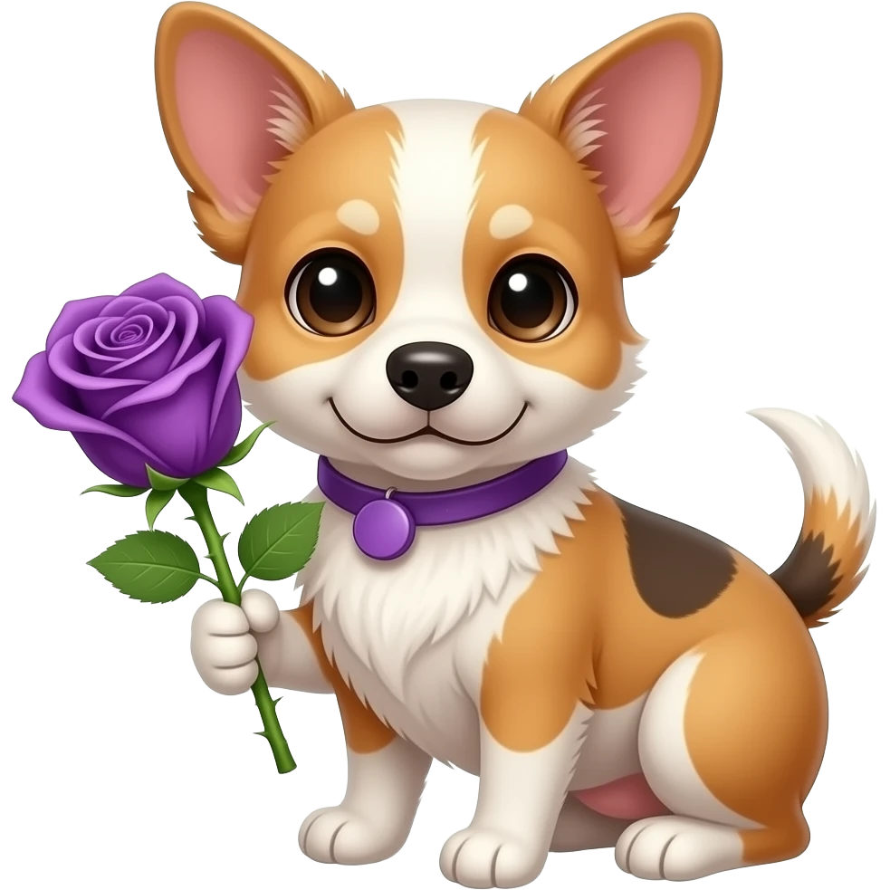 Cute dogs with purple roses and thorns emoji
