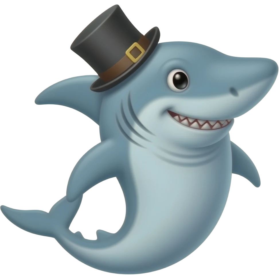 Shark with a top hat emoji