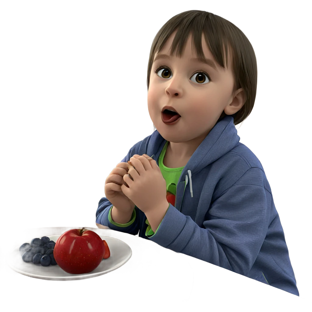 girl enjoying fruit indoors emoji