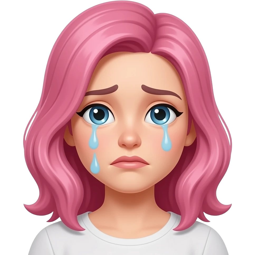 Embarrassed woman with pink hair emoji
