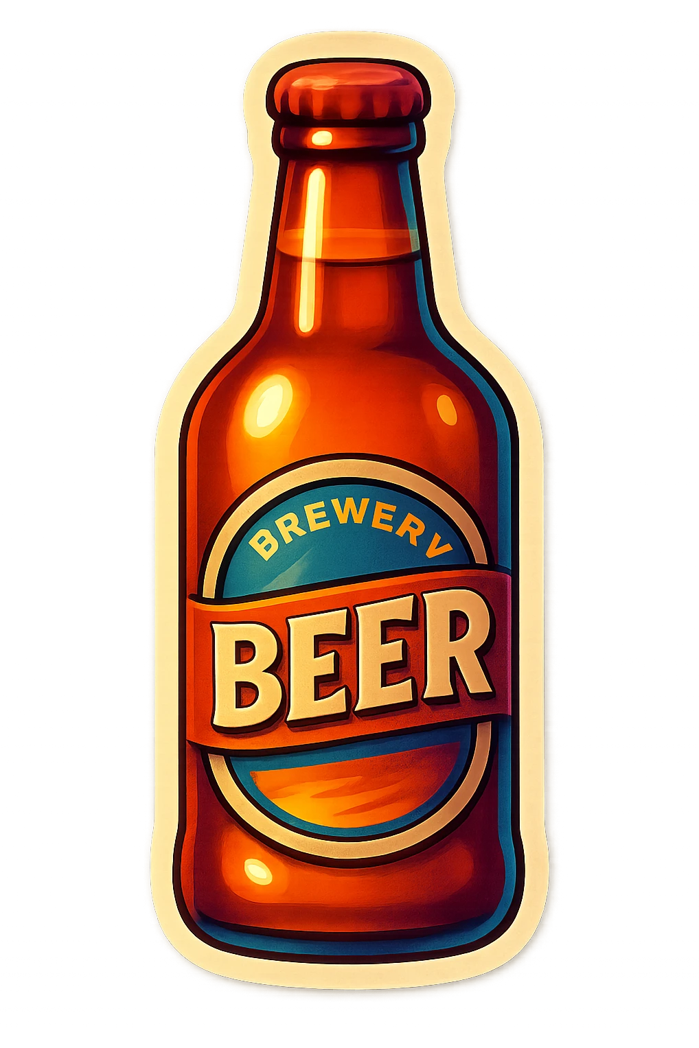 A beer bottle with a vintage label and a classic design emoji