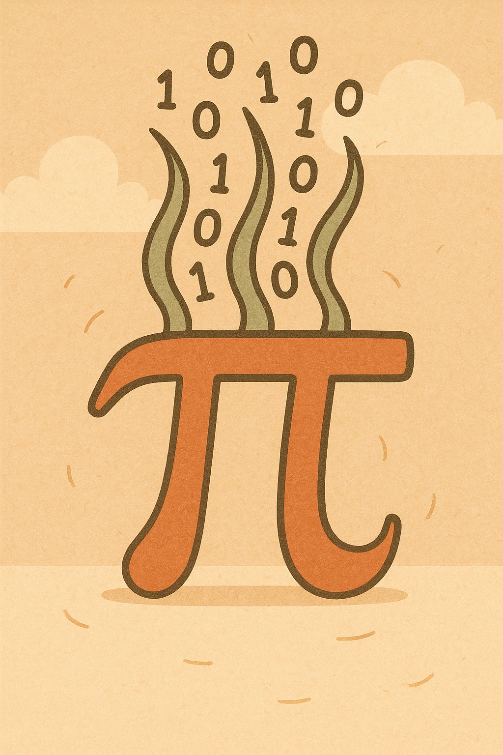  combine the π (pi) math symbol, binary code emerging from it. emoji